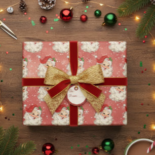 Kerstman met aquarel vintage retro   cadeaupapier