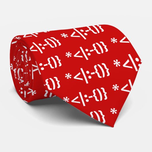 Kerstman met baard kerst emoticon stropdas (Opgerold)