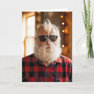 Kerstman met baard onder zonnebril kaart