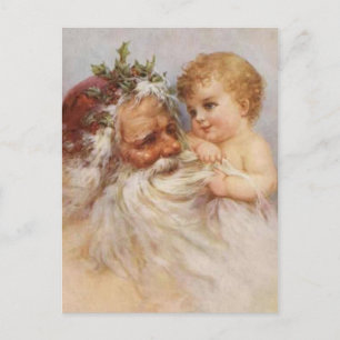 kerstman met Baby Feestdagenkaart