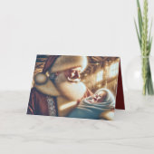 Kerstman met baby Jezus Kerstmis Feestdagen Kaart (Voorkant)