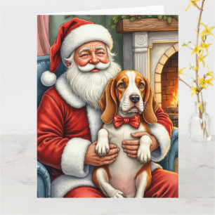 Kerstman met Basset Hound Kerstkunst Kaart
