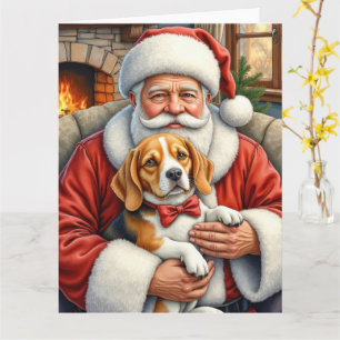 Kerstman met Beagle Kerst Kunst Kaart
