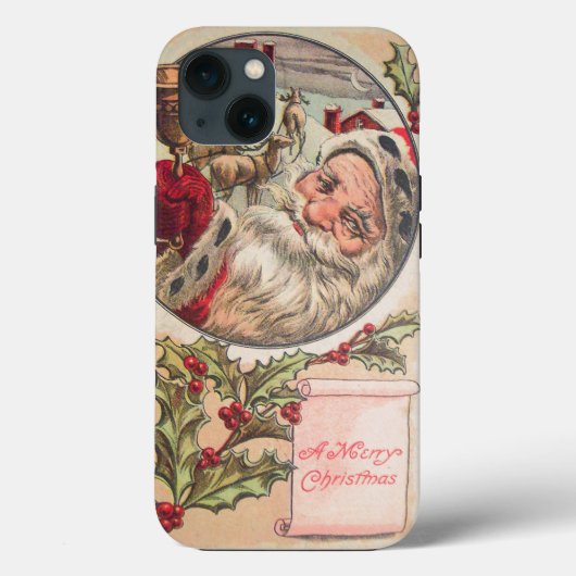 Kerstman met Bell en Holly Case-Mate iPhone Case (Achterkant)