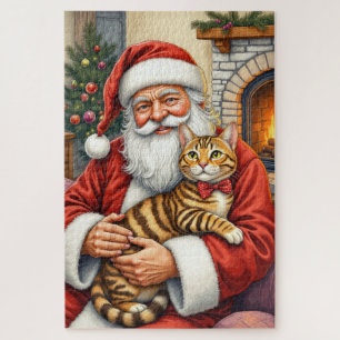 Kerstman met Bengaalse kat Kerstkunst Legpuzzel