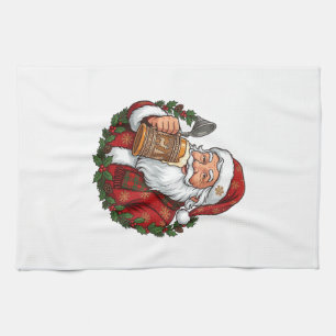 Kerstman met bierglas theedoek