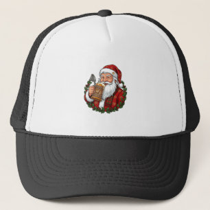 Kerstman met bierglas trucker pet