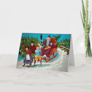  Kerstman met Birch Sticks Holiday Card Feestdagen Kaart