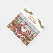 Kerstman met bloemist op het vliegveld servet (Hoek)