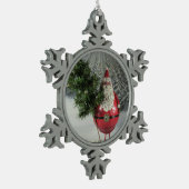 Kerstman met boom tin sneeuwvlok ornament (Links)