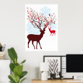 Kerstman Met boomvertakkingen Poster (Thuiskantoor)