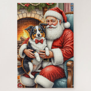 Kerstman met Border Collie Kerstkunst Legpuzzel