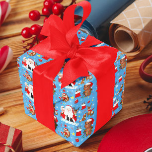 Kerstman met bosdieren cadeaupapier