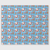 Kerstman met bosdieren cadeaupapier (Vlak)