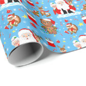 Kerstman met bosdieren cadeaupapier (Rol Hoek)