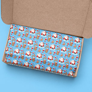 Kerstman met bosdieren tissuepapier