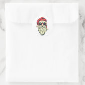 Kerstman met bril ronde sticker (Tas)