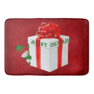 kerstman met cadeau badmat