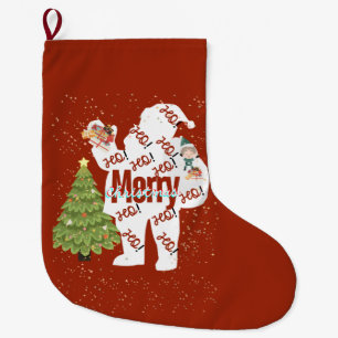 Kerstman met cadeautjes grote kerstsok