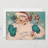 Kerstman met Candy Cane Custom Christmas Feestdagenkaart (Voorkant)