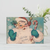 Kerstman met Candy Cane Custom Christmas Feestdagenkaart (Staand voorkant)