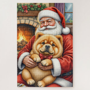 Kerstman met Chow Chow Kerst Kunst Legpuzzel