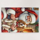 Kerstman met Cocker Spaniel Kerst Kunst Legpuzzel (Horizontaal)