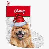 Kerstman met de naam van de hond grote kerstsok (Voorkant)