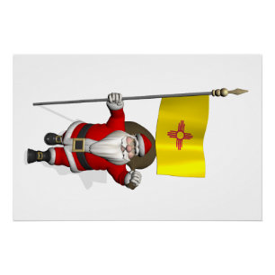 Kerstman met de vaandel van New Mexico Perfect Poster
