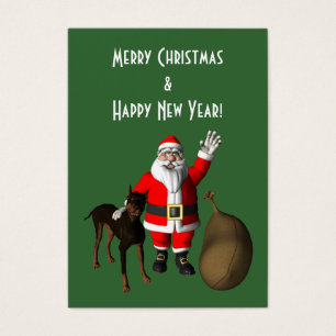 Kerstman met Dobermann Visitekaartje