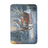 Kerstman met één paard Sleigh Badmat (Voorkant Verticaal)