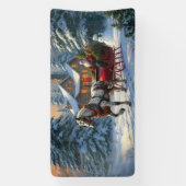 Kerstman met één paard Sleigh Spandoek (Verticaal)