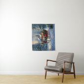 Kerstman met één paard Sleigh Wandkleed (In situ)