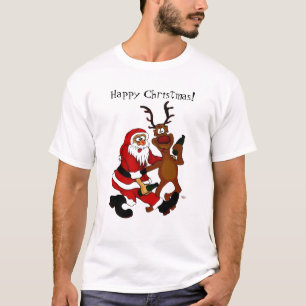 Kerstman met eland - Prettig Kerstfeest T-shirt