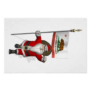 Kerstman met embleem van Californië Perfect Poster