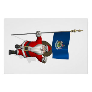Kerstman met embleem van Maine Perfect Poster