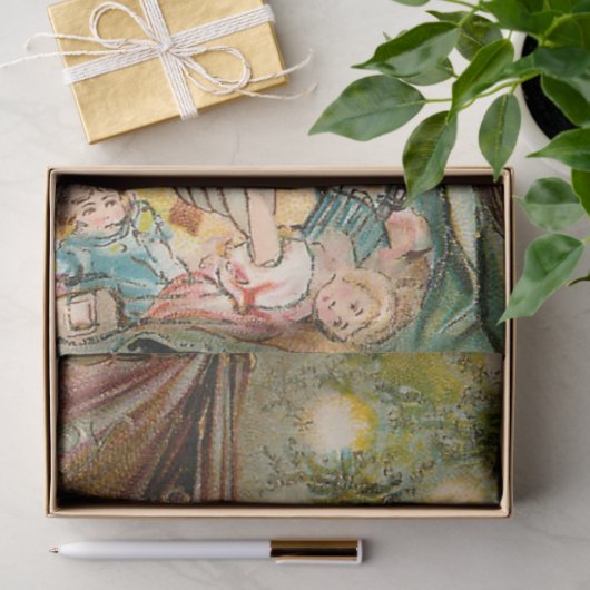 kerstman met gelukkige kinderen tissuepapier (Geschenk)