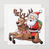 Kerstman met geschenken van vrede kaart (Voorkant / Achterkant)