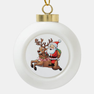 Kerstman met geschenken van vrede keramische bal ornament