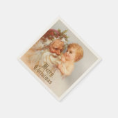 kerstman met glimlachend kind servet (Hoek)