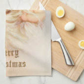  kerstman met glimlachend kind theedoek (Quarter Fold)