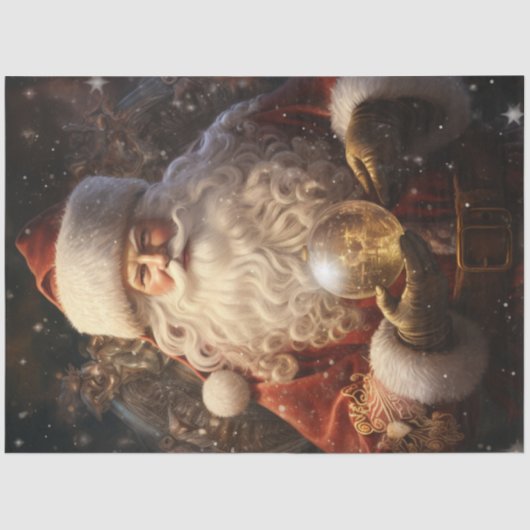  Kerstman met gloeiende kerstbal Tissuepapier (Voorkant)