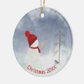 kerstman met Gold Star Keramisch Ornament (Links)