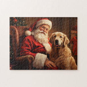 Kerstman met Golden Retriever Legpuzzel