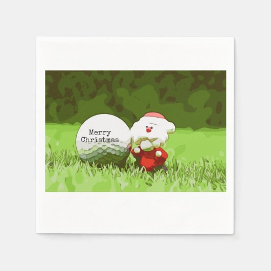 Kerstman met golfbal en kerstgolfer servet (Voorkant)