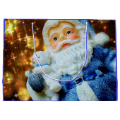 kerstman met gouden rugzak groot cadeauzakje (Achterkant)