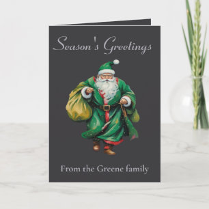 Kerstman met groene gewaden knippen kaart