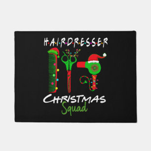 kerstman met haarser en passende cadeaus deurmat