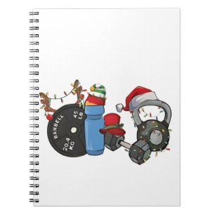 Kerstman met halters in de sportschool Kerstmis Notitieboek
