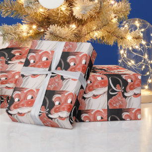Kerstman met herinneringssnoer aan vinger cadeaupapier